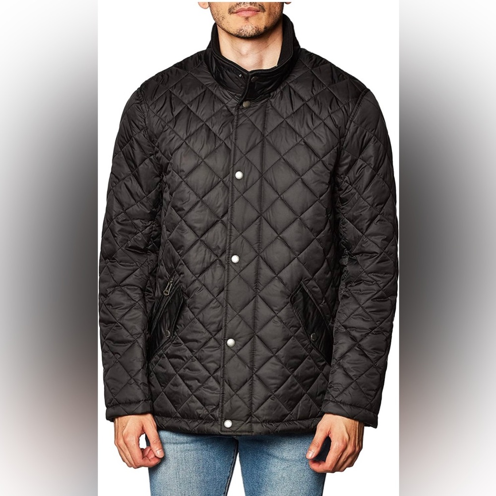 Cole Haan Men's Nylon Quilted Barn Jacket With Knit Collar NWT size L